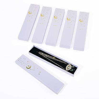 Gold Stamping Moon Printed Cardboard Paper Jewelry Necklace Packaging Boxes, Rectangle
