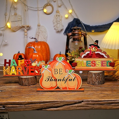 Thanksgiving Day Ornaments, Wooden Display Home Decoration