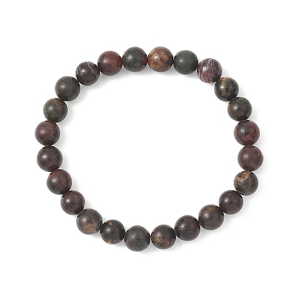 Круглые эластичные браслеты из натуральной яшмы Пикассо с бусинами