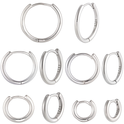 5 пара 5 стили латунные серьги-кольца, с булавками стерлингового серебра