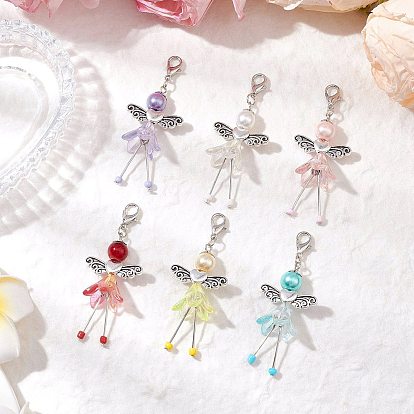 6 шт. 6 цвета сказочный сплав бисер и стеклянные и акриловые бусины подвеска украшение, Сплав с застежками когтя омара