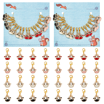 Маркеры для подвесок в виде головы коровы, сплав эмали со стразами крючком застежка-лобстер подвески, маркер с замком и кольцом с подвеской в виде винного бокала