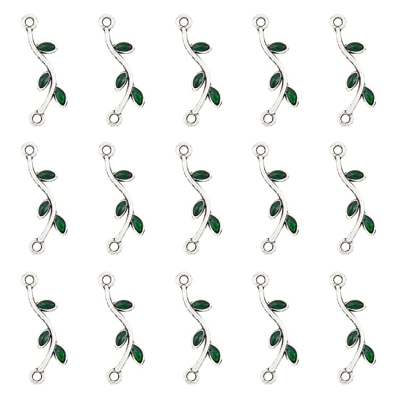 Tibetan Style Alloy Enamel Links/Connectors, Leafy Branches