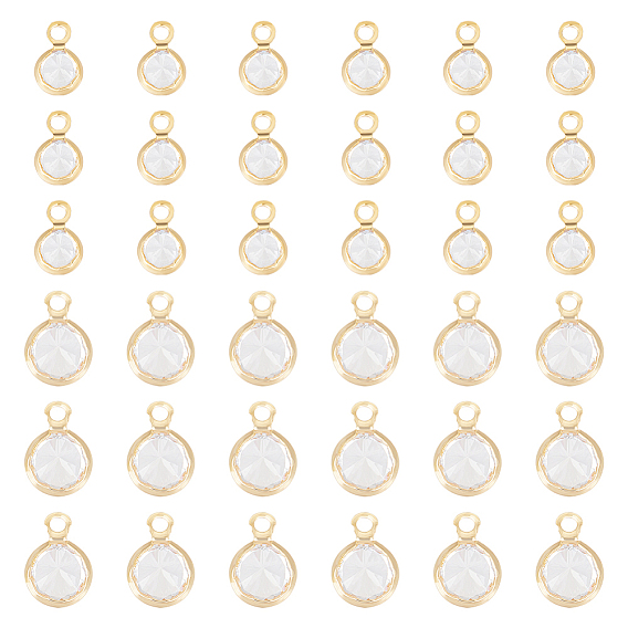 40 шт. 2 кулоны из латуни с микропаве и кубическим цирконием, плоский круглый шарм