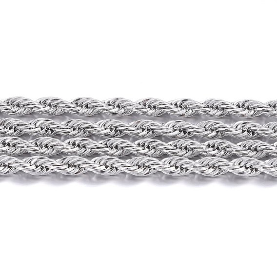 304 Stainless Steel Rope Chains, with Spool, Unwelded