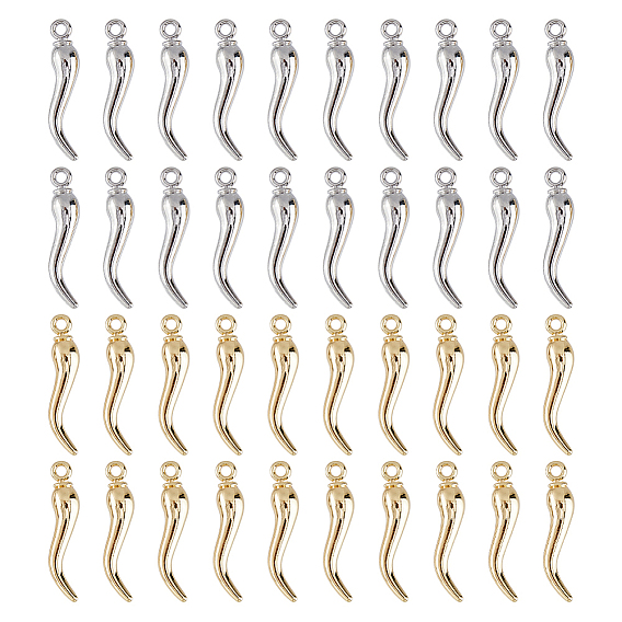40Pcs 2 Colors Rack Plating Alloy Pendants, Hot Pepper Charms