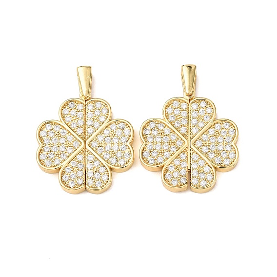 Латунные микропаве кубические цирконии открывающиеся подвески, клевер