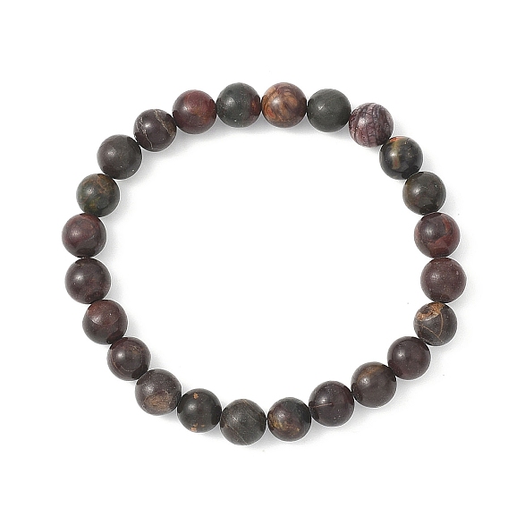 Круглые эластичные браслеты из натуральной яшмы Пикассо с бусинами