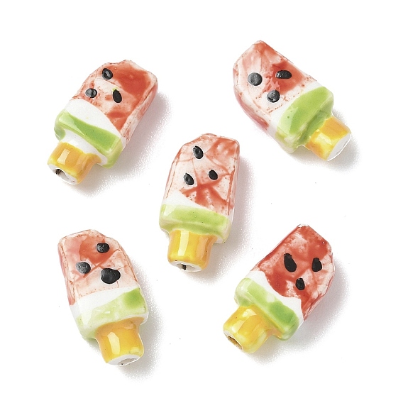 Фарфоровые бусины ручной работы, арбузное мороженое, пастельный фарфор
