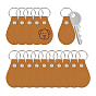 16Pcs Teardrop PU Leather Keychains, with Iron Split Key Ring, Platinum