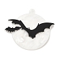 Halloween Opaque Acrylic Pendants, Moon & Bat Charms, with Iron Loops