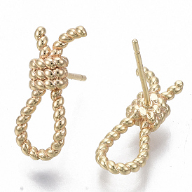 Brass Stud Earrings, Nickel Free, Knot