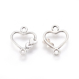Tibetan Style Alloy Connector Charms, Heart Links, Cadmium Free & Lead Free