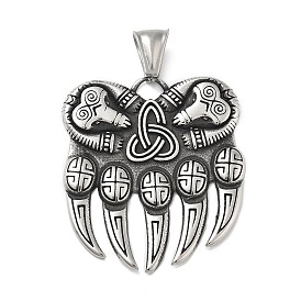 304 подвески из нержавеющей стали, отпечаток лапы медведя с подвеской в виде тройственного узла