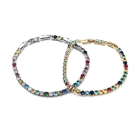 Bracelet tennis en verre coloré, bracelets à mailles en laiton, plaqué longue durée