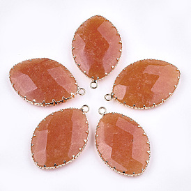 Природных драгоценных камней подвески, с латунной фурнитурой , граненые, лошадиный глаз , золотые