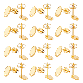 60 шт 201 детали серьги-гвоздики из нержавеющей стали, с отверстием и 304 штифтами из нержавеющей стали и ушными гайками, овальные