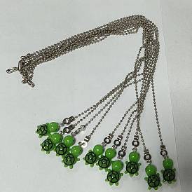 10Pcs Resin Tortoise Charms Ceiling Fan Pull Chain Extenders, with Iron Ball Chain