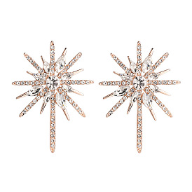 Vintage Metal Glass Star Stud Earrings with Sparkling Rhinestones - Direct Sales