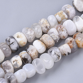 Natural White Agate Beads Strands, Tumbled Stone, Nuggets