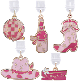 5шт пластиковые мобильные пылезащитные заглушки, с подвесками из эмали и сплава , разнообразные, золотые