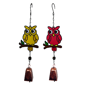 Iron Owl Pendant Decorations, Bell Tassel Wind Chime for Garden Outdoor Courtyard Balcony Hanging Decoration