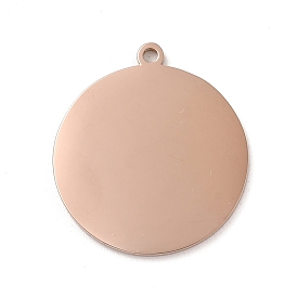 Ion Plating(IP) 304 Stainless Steel Stamping Blank Tag Pendants, Laser Cut, Flat Round Charm