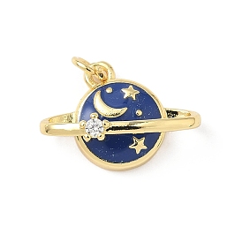 Латунные микропроволочные кубические циркониевые подвески из эмали, с целью перехода в кольце, планета, без свинца и без кадмия, долговечный, реальный 18 k позолоченный, стойки покрытие