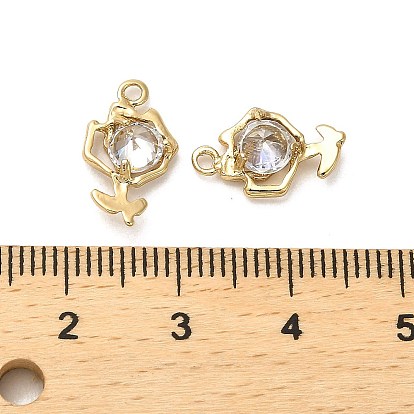 Micro cuivres ouvrent pendentifs zircone cubique, plaqué longue durée, fleur