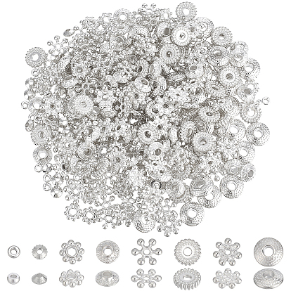 400Pcs 8 Styles Alloy & Brass Spacer Beads