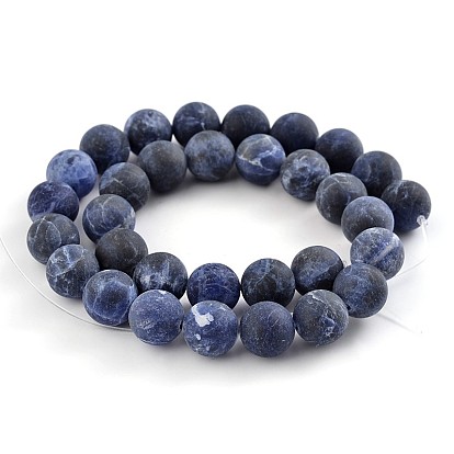 Frosted Natural Sodalite Round Bead Strands