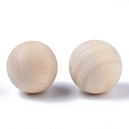 Natural Wooden Round Ball, DIY Decorative Wood Crafting Balls, Unfinished Wood  Sphere, No Hole/Undrilled, Undyed, Lead Free, Antique White, 29~30mm