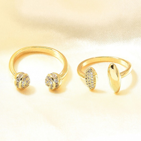 Кольца-манжеты для пальцев из латуни с микропаве из кубического циркония для женщин, без кадмия и без свинца, долговечный, реальный 18 k позолоченный