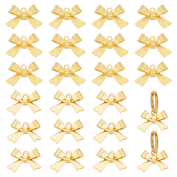 60 шт 2 стили латунные подвески, бантом, для серьги-подвески