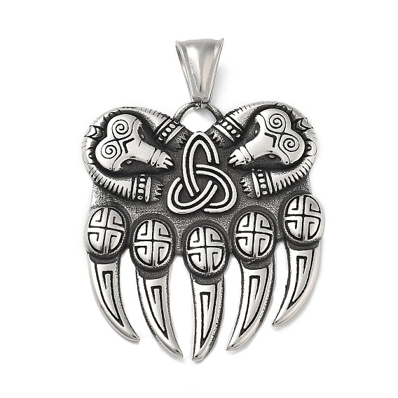 304 подвески из нержавеющей стали, отпечаток лапы медведя с подвеской в виде тройственного узла