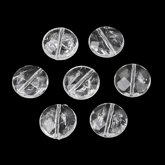 Transparent Crackle Acylic Beads, Flat Round, Faceted