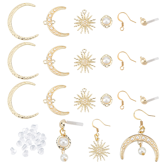 DIY Earring Making Kit, Including 30Pcs Alloy Pendants, Plastic Ear Nuts, 12Pcs Alloy Stud Earring Findings, 12Pcs Brass French Earring Hooks