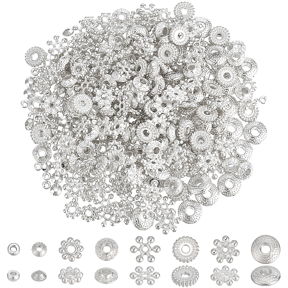 400pcs 8 styles perles d'espacement en alliage et laiton