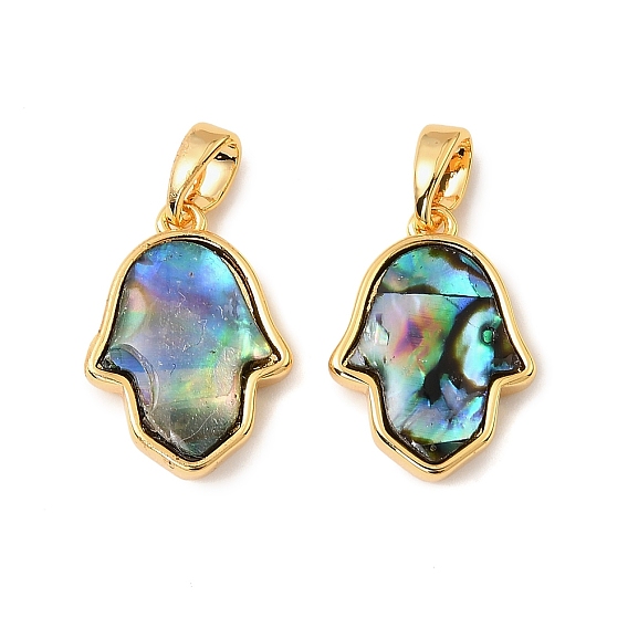 Подвески на руку из натуральной ракушки пауа с символом хамсы, с латунной