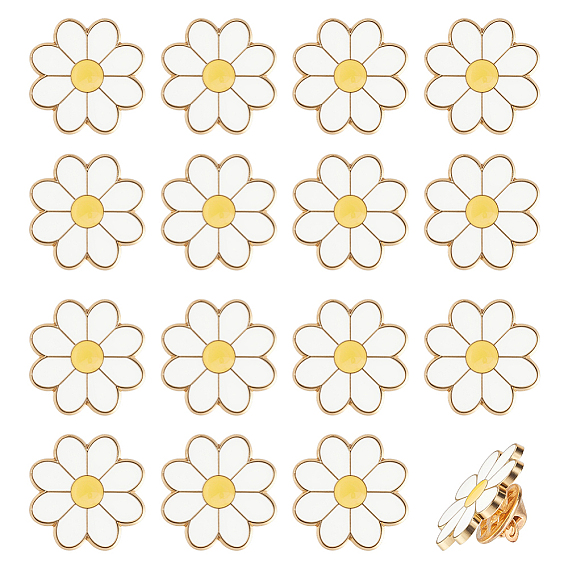 16шт. эмалированные значки в виде ромашек, булавки для лацканов из сплава для одежды рюкзака, золотой свет