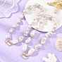 Natural Baroque Keshi Pearl Nuggets Beaded Necklaces, with Brass Micro Pave Clear Cubic Zirconia Screw Carabiner Lock Charms, White
