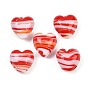 Handmade Lampwork Beads, Heart with Stripe