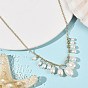 Collares con colgante de cadena de latón con cuentas graduadas de arroz perlado cultivado natural de agua dulce para mujer, blanco