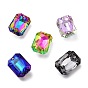 Glass Rhinestone Pendants, Back Plated, Faceted, Octagon Rectangle