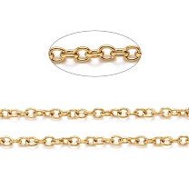 Ion Plating(IP) 304 Stainless Steel Cable Chains, Soldered, with Spool, Oval