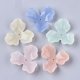 Chapeaux de perles acryliques translucides, Flower 3 pétales