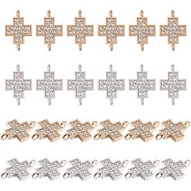 48 шт. 2 цвета сплава, кристаллы и стразы, подвески-коннекторы, религия, крестик
