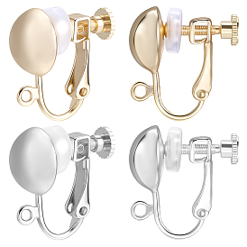 20шт. 2 цвета латунь винт на клипсе конвертер серьги, спиральный зажим для ушей, для не проколотых ушей, с петлей, без никеля , 20Силиконовый зажим на подушечках сережек