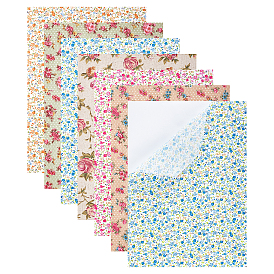 Fingerinspire Self Adhesive DIY Cloth Picture Stickers, Rectangle with Peony Flower Pattern