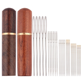 Gorgecraft Iron Self-Threading Hand Sewing Needles & Tapestry Needles, with Sandalwood Leather Craft Sewing Needles Case Box